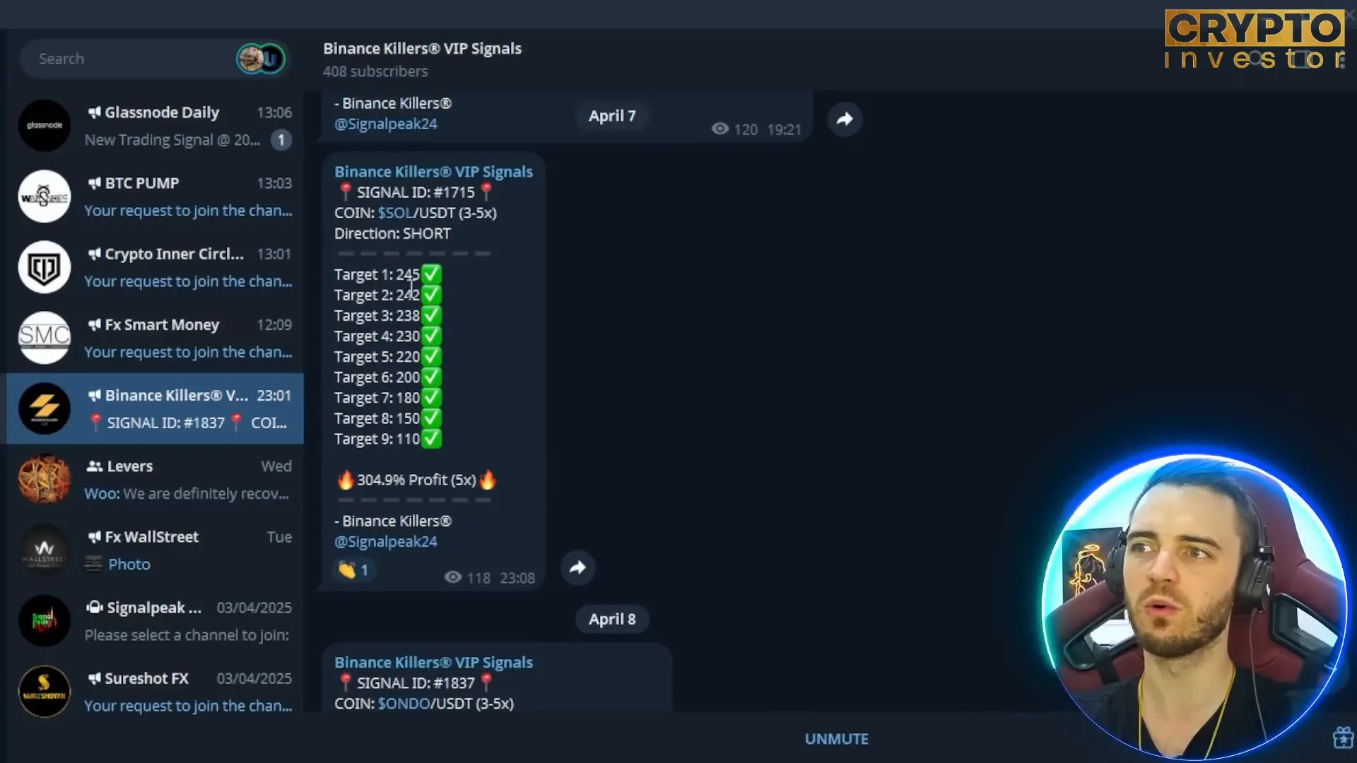 Binance Killers Telegram channel example