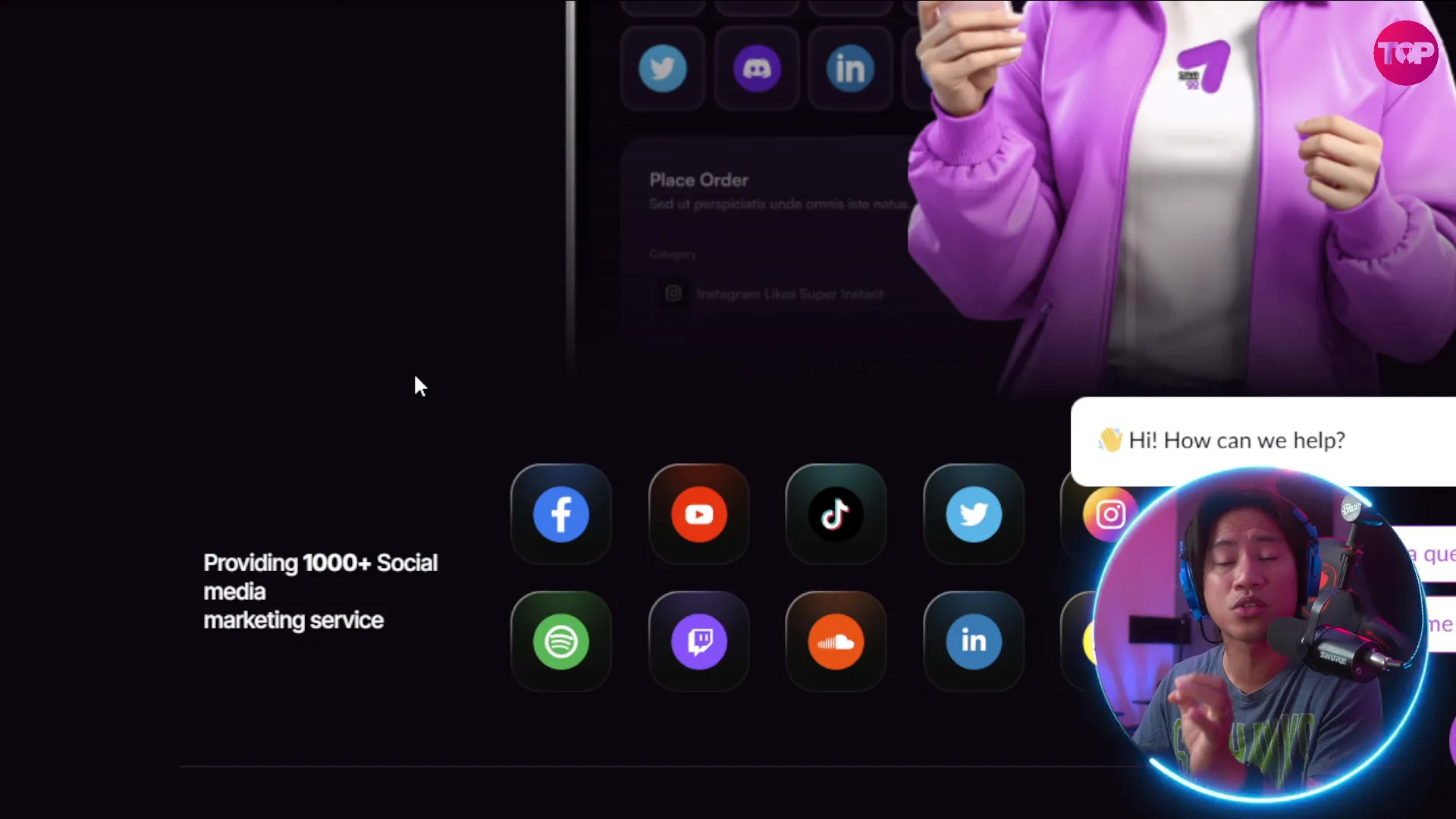 SMMGo dashboard showing service categories