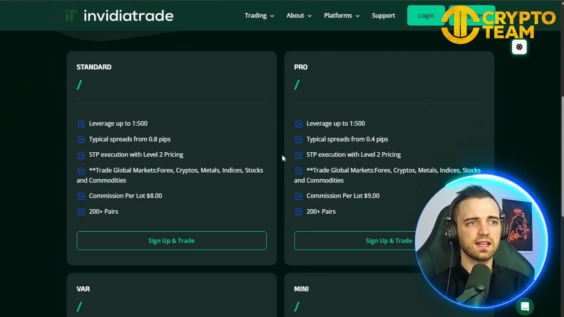 Comparison of spreads and leverage between IG Markets and Invidia Trade