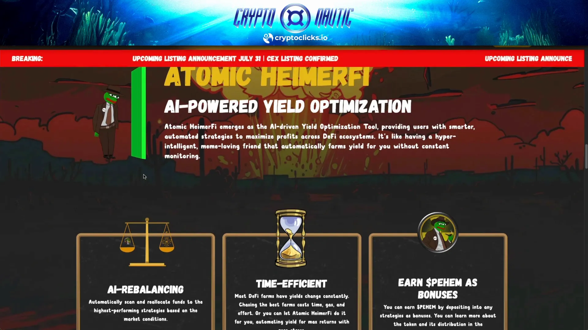 Atomic HymerFi AI yield optimization interface