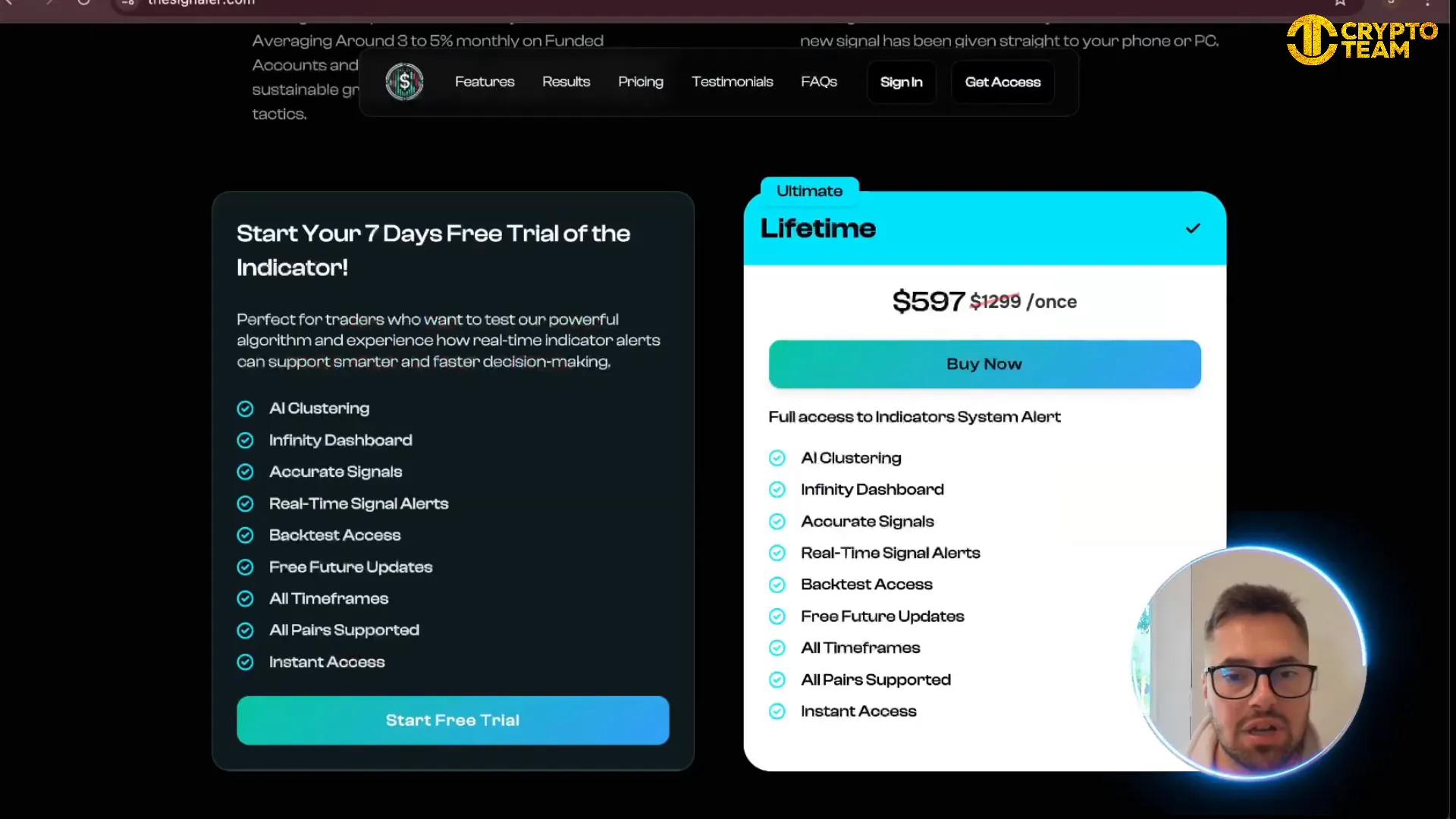 TheSignaler website with free trial and purchase options