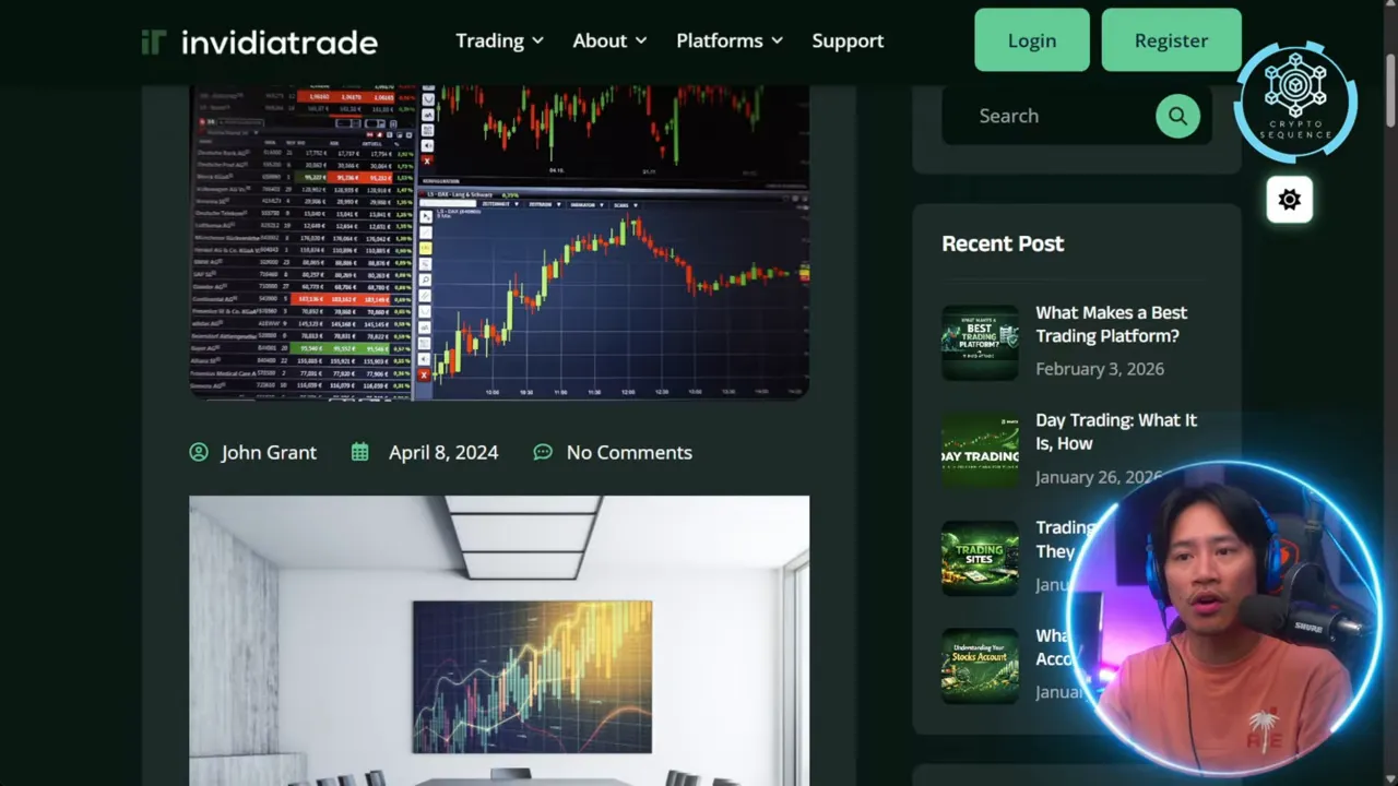 Invidiatrade blog post showing a trading chart image above an interior photo illustration