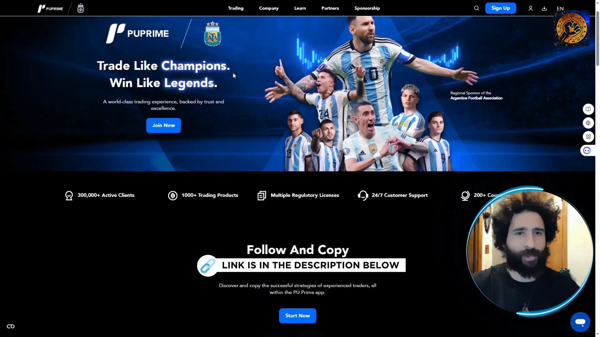 PU Prime homepage featuring Messi
