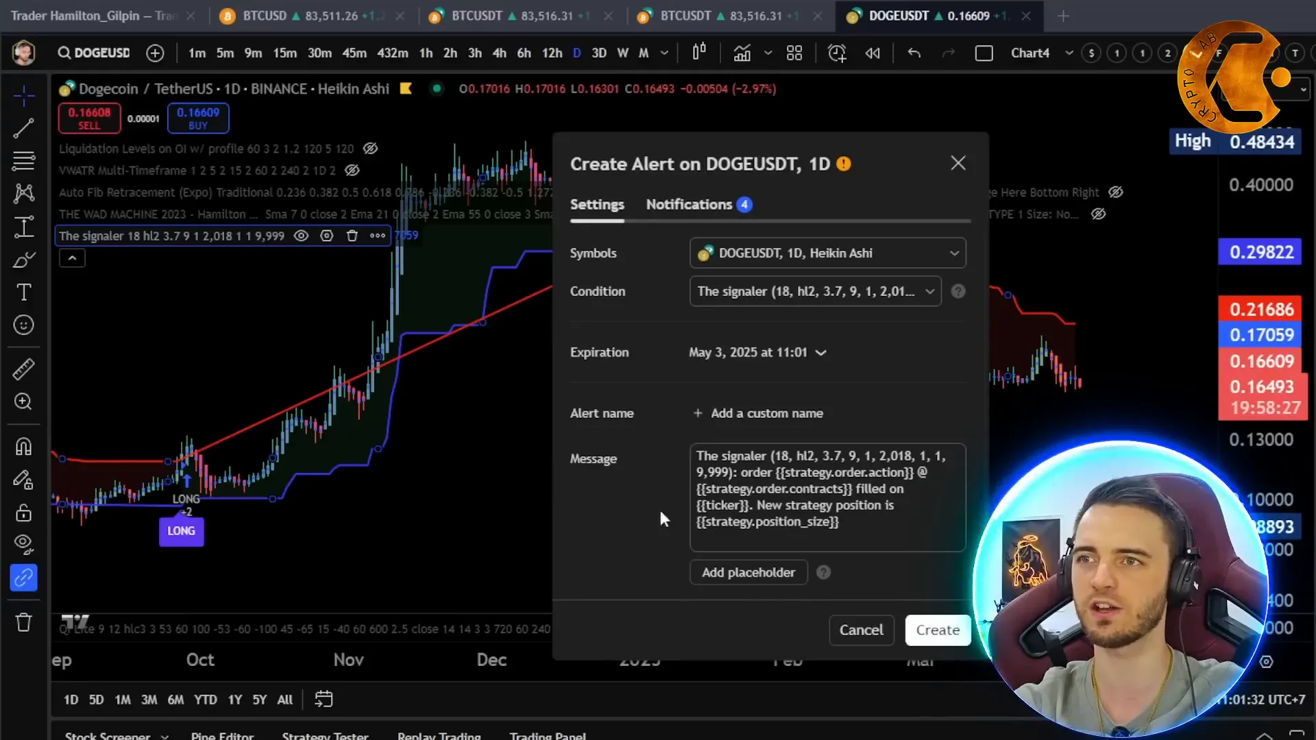 Setting alerts in TradingView