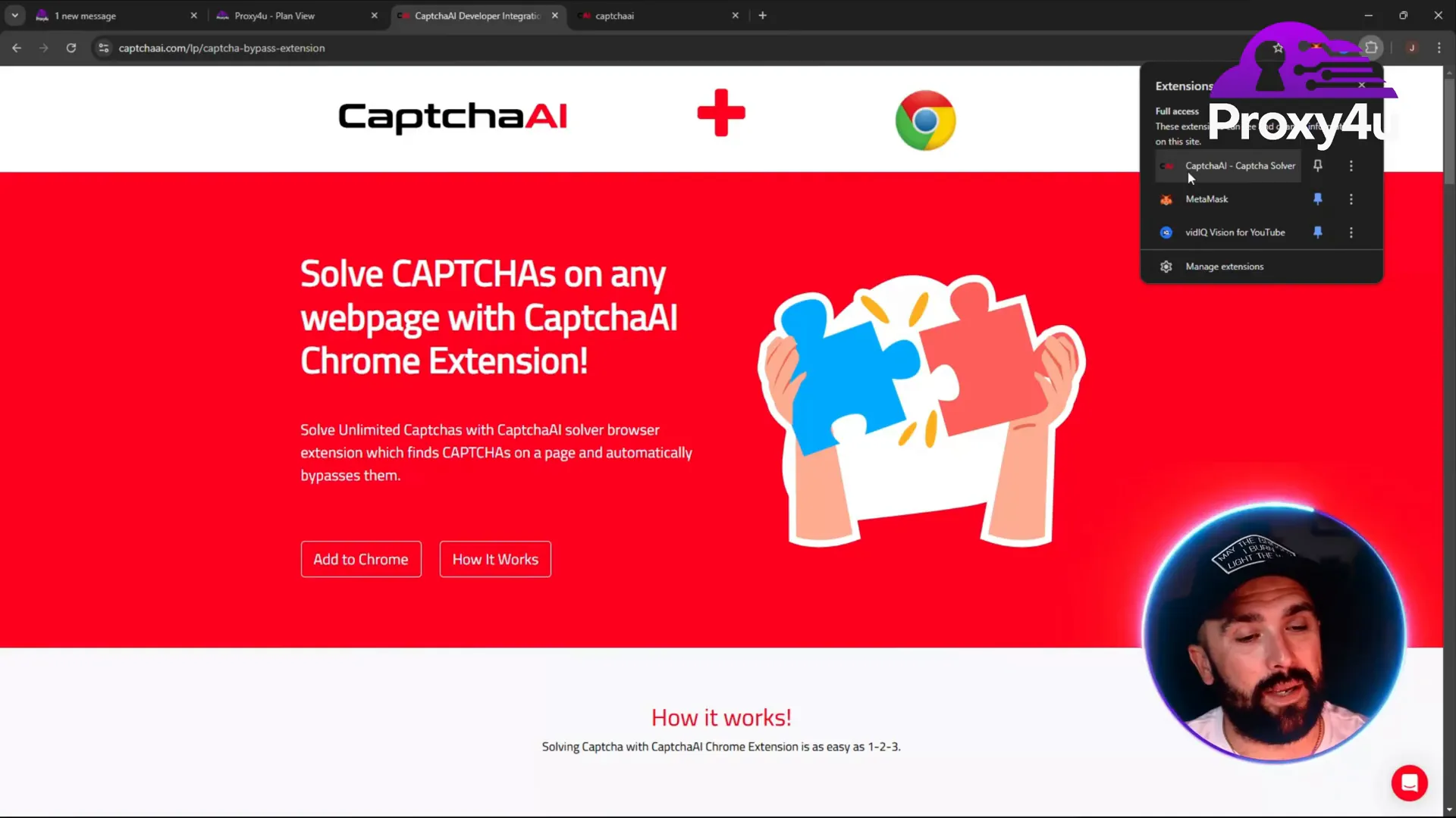 CaptchaAI Chrome extension listed in the browser toolbar
