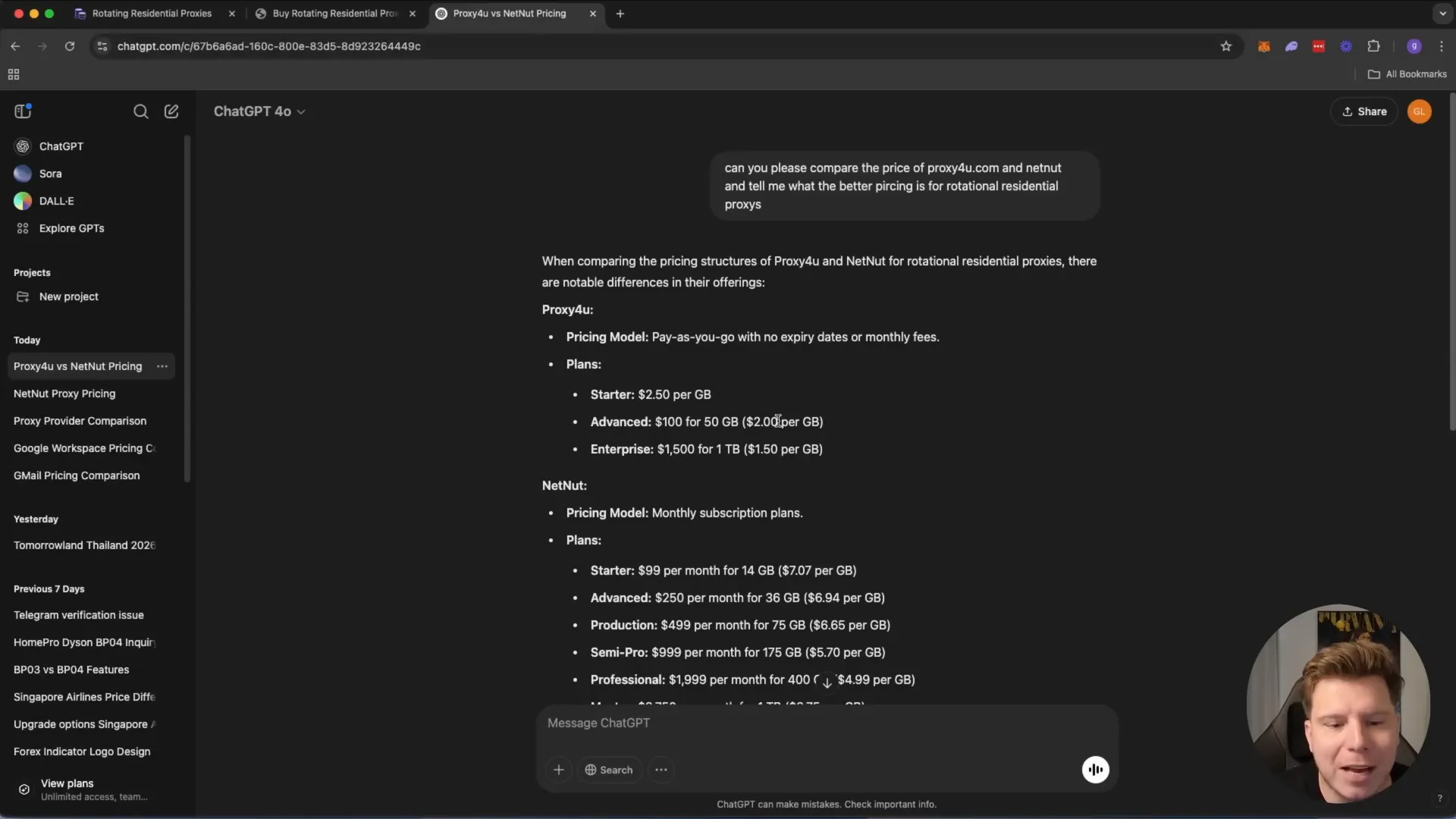 Proxy4U Pricing Comparison