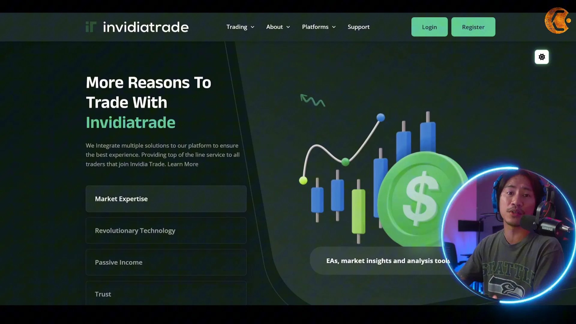 Landing page of InvidiaTrade trading platform