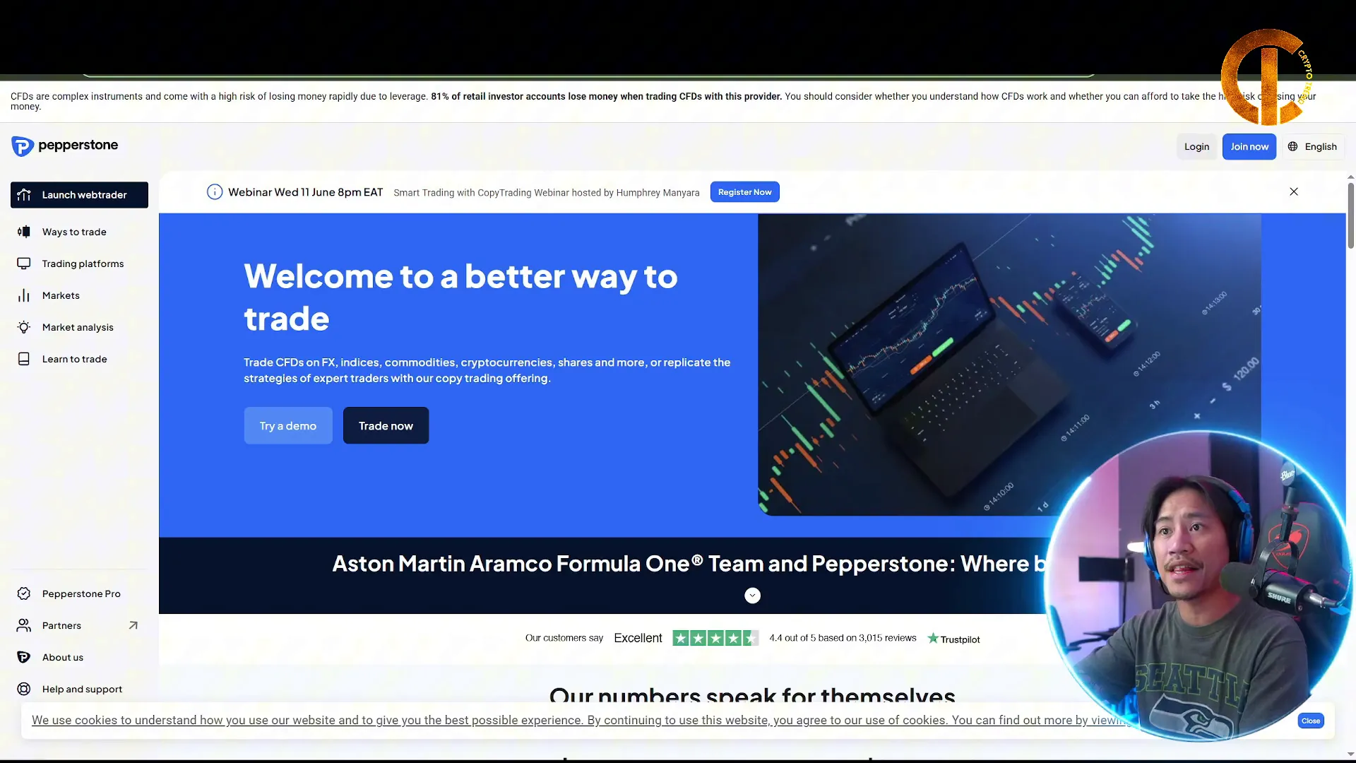 Landing pages of Stoic FX and Pepperstone