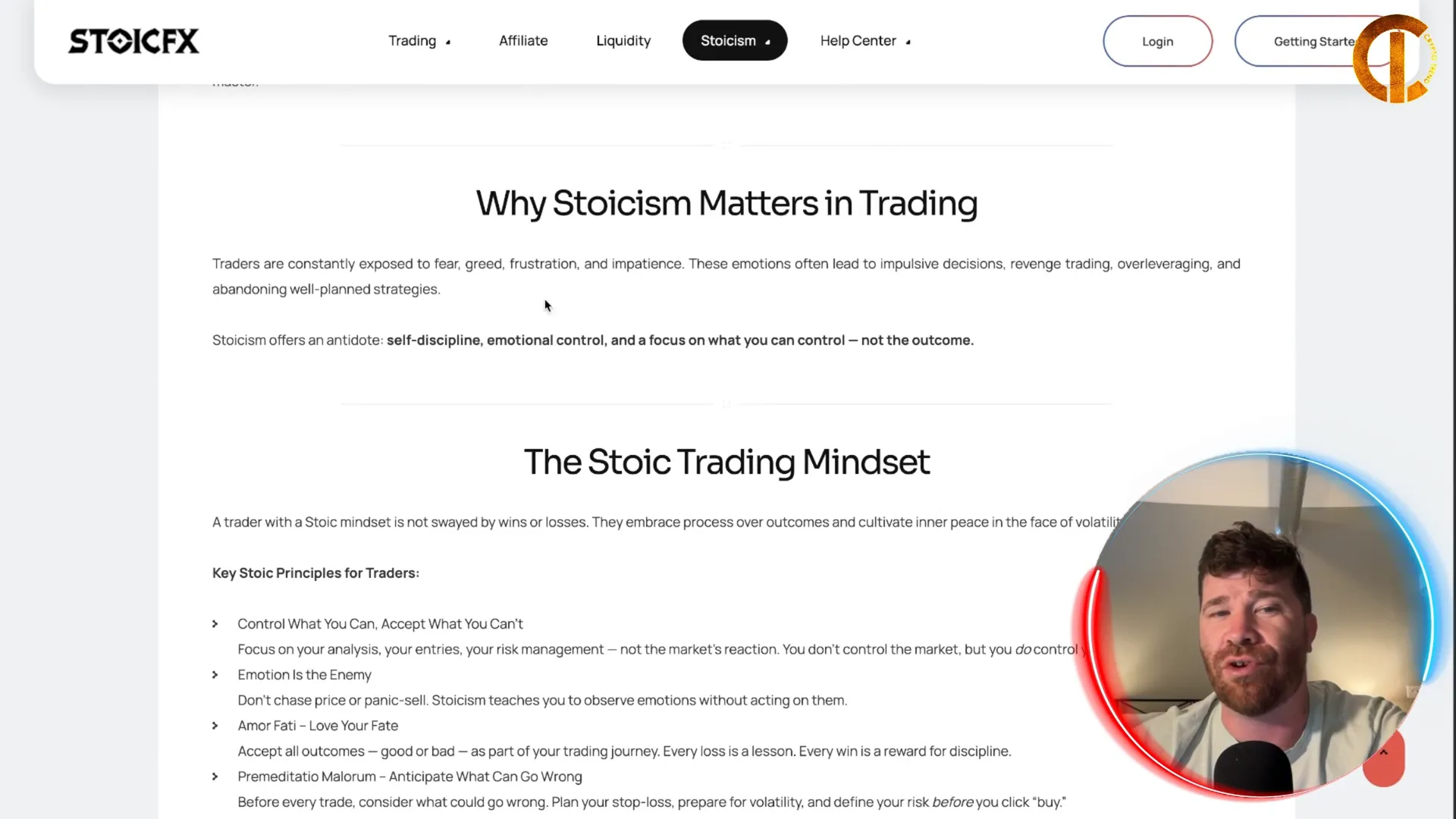 Stoicism principles applied to trading mindset