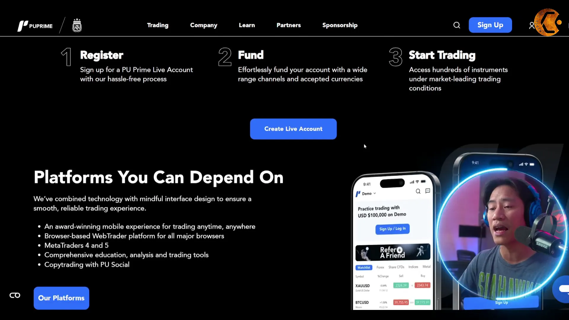 PU Prime registration page for easy sign-up
