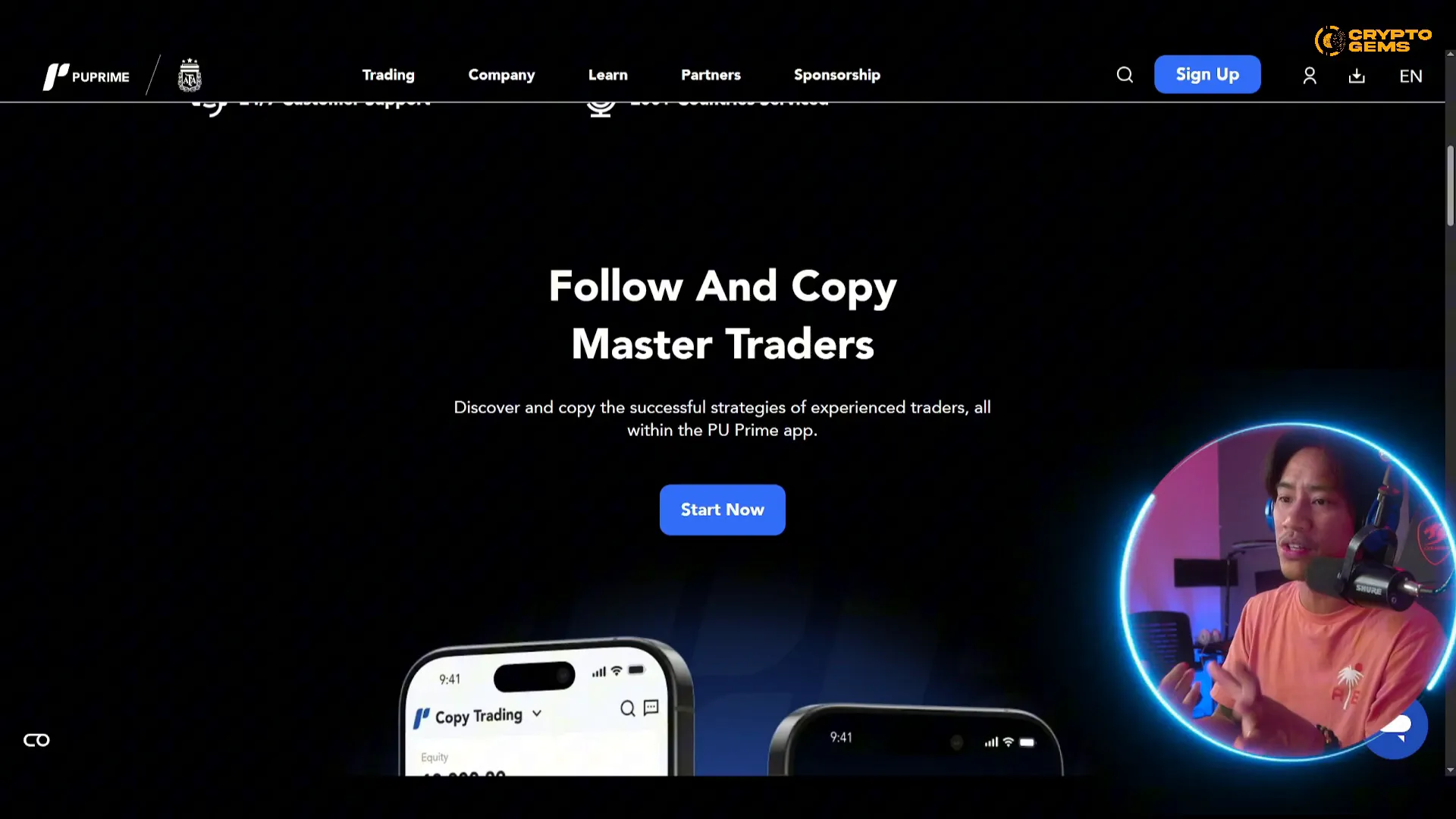 PU Prime copy trading interface showing multiple modes