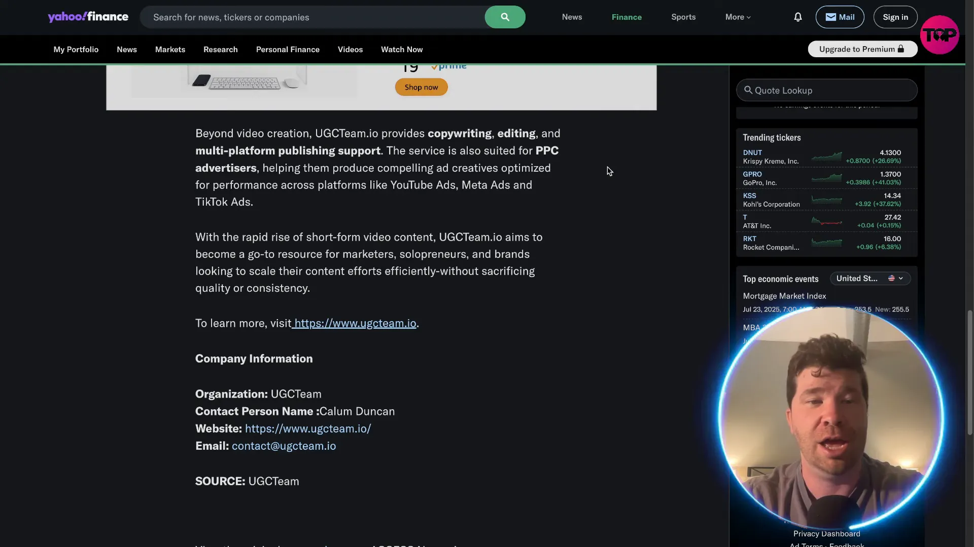 Website press mentions and client logos