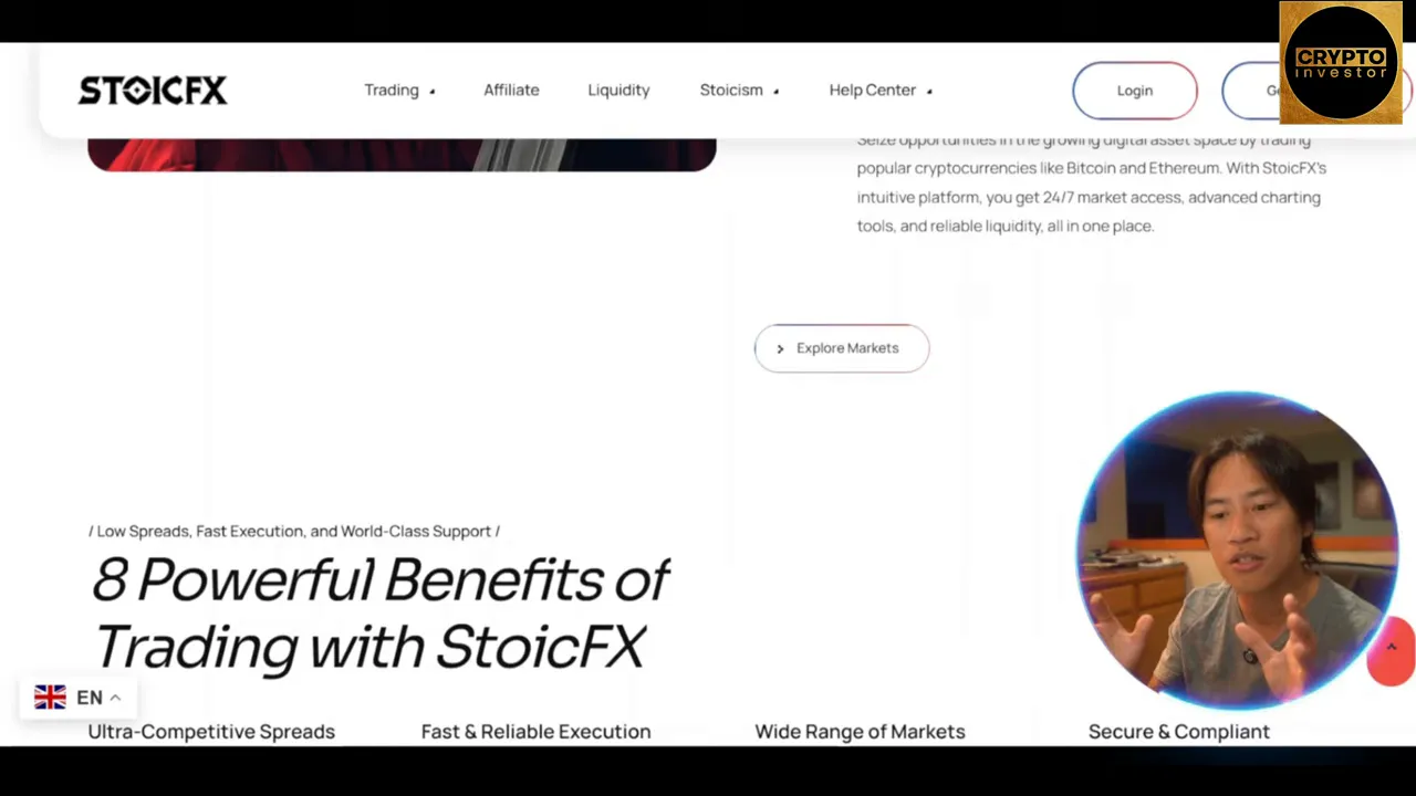 Chart showing tight spreads and execution details on StoicFX