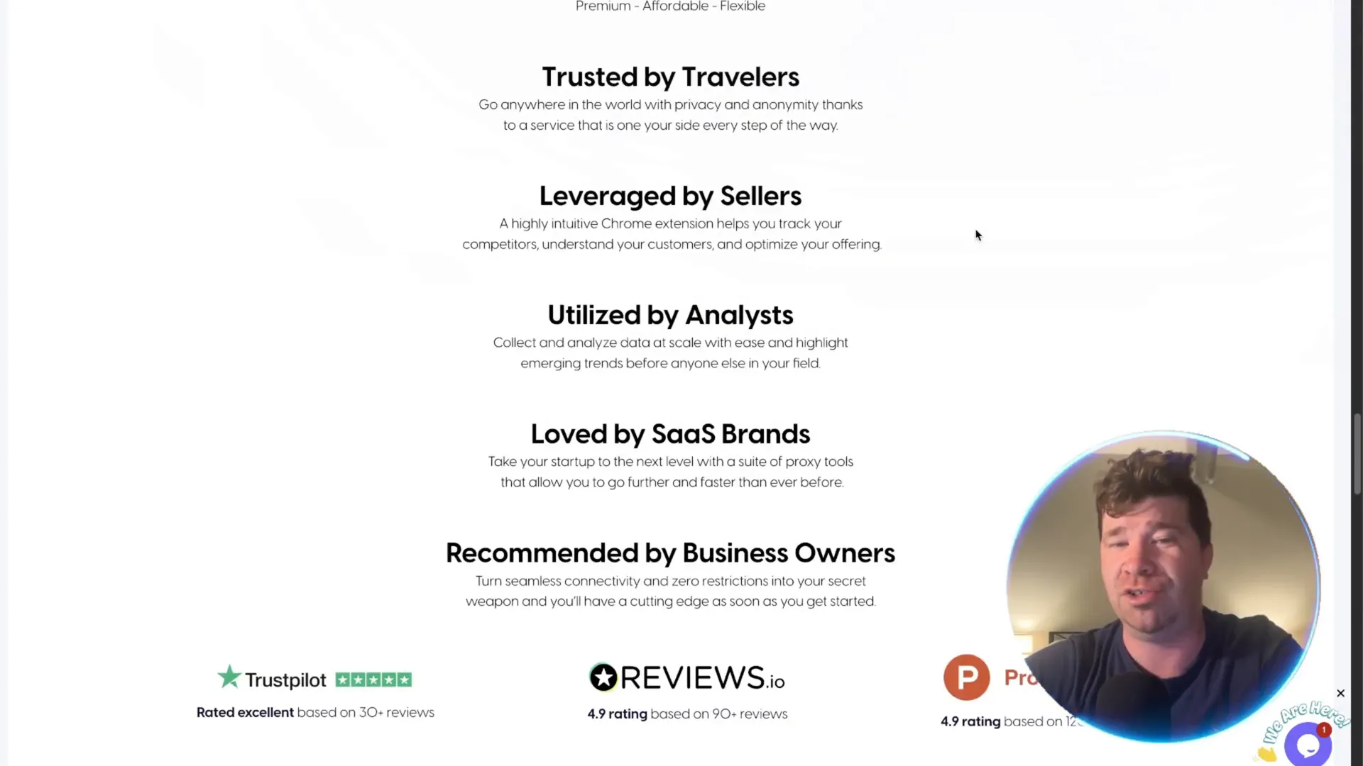 Proxy4U user testimonial and trust badges