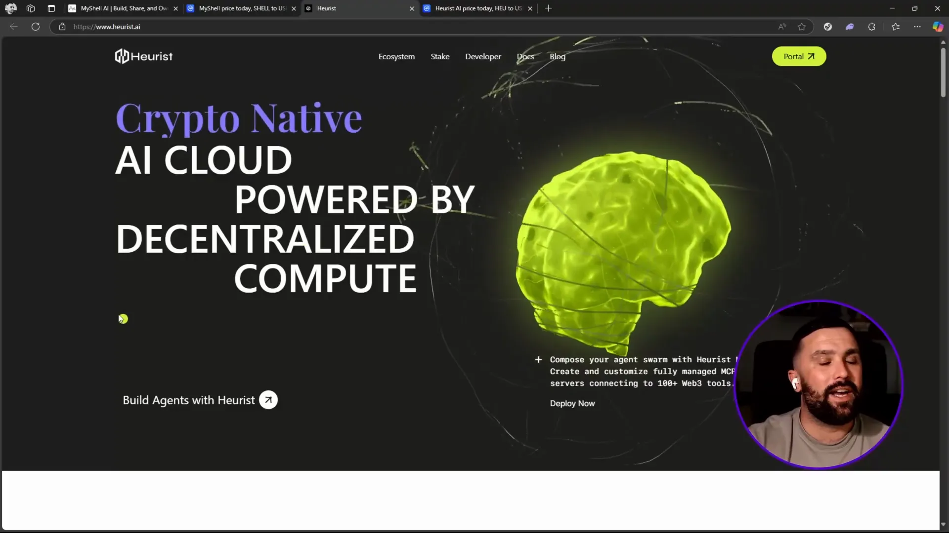 Heurist AI cloud platform interface and stats