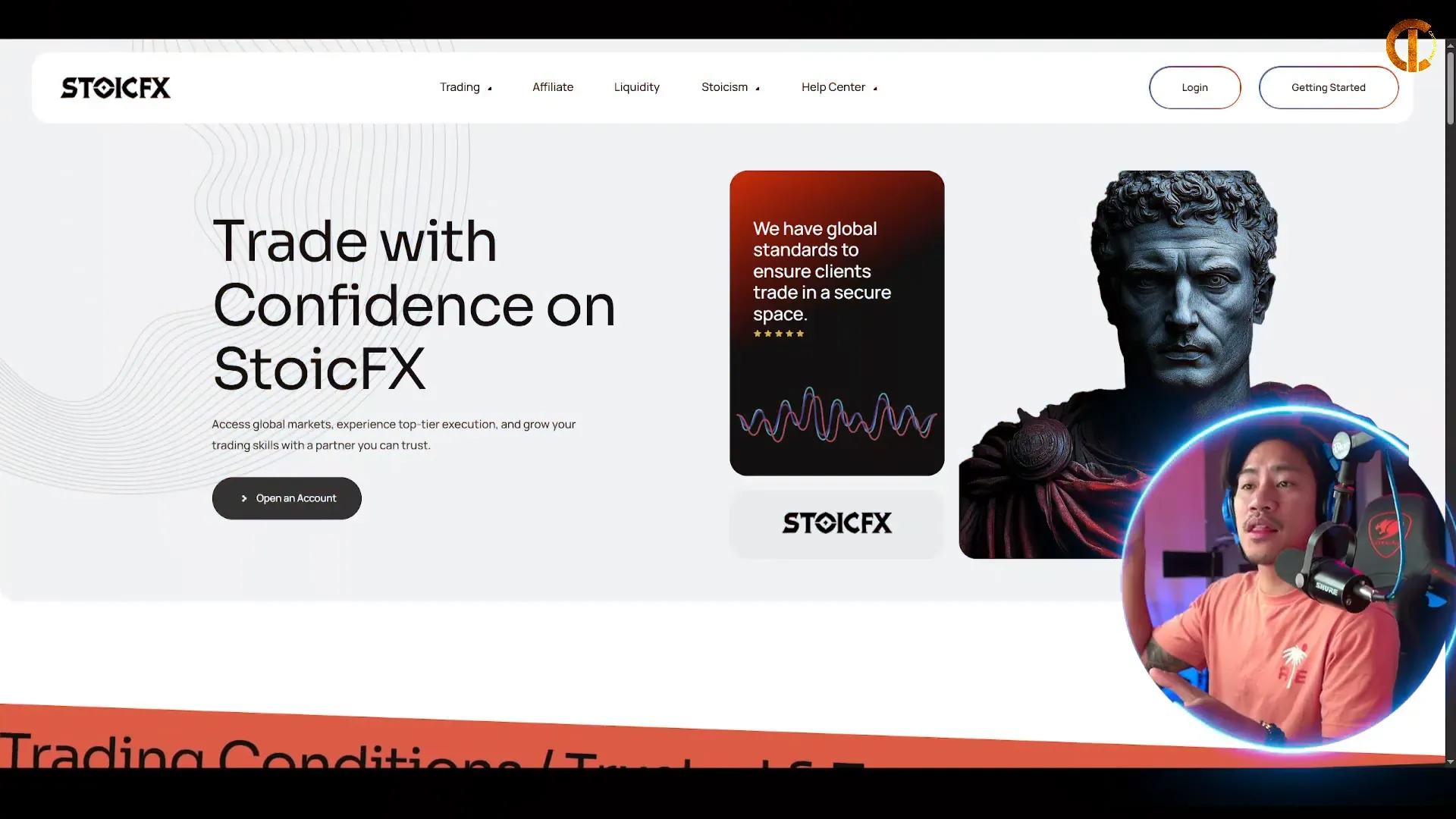Stoic FX landing page overview