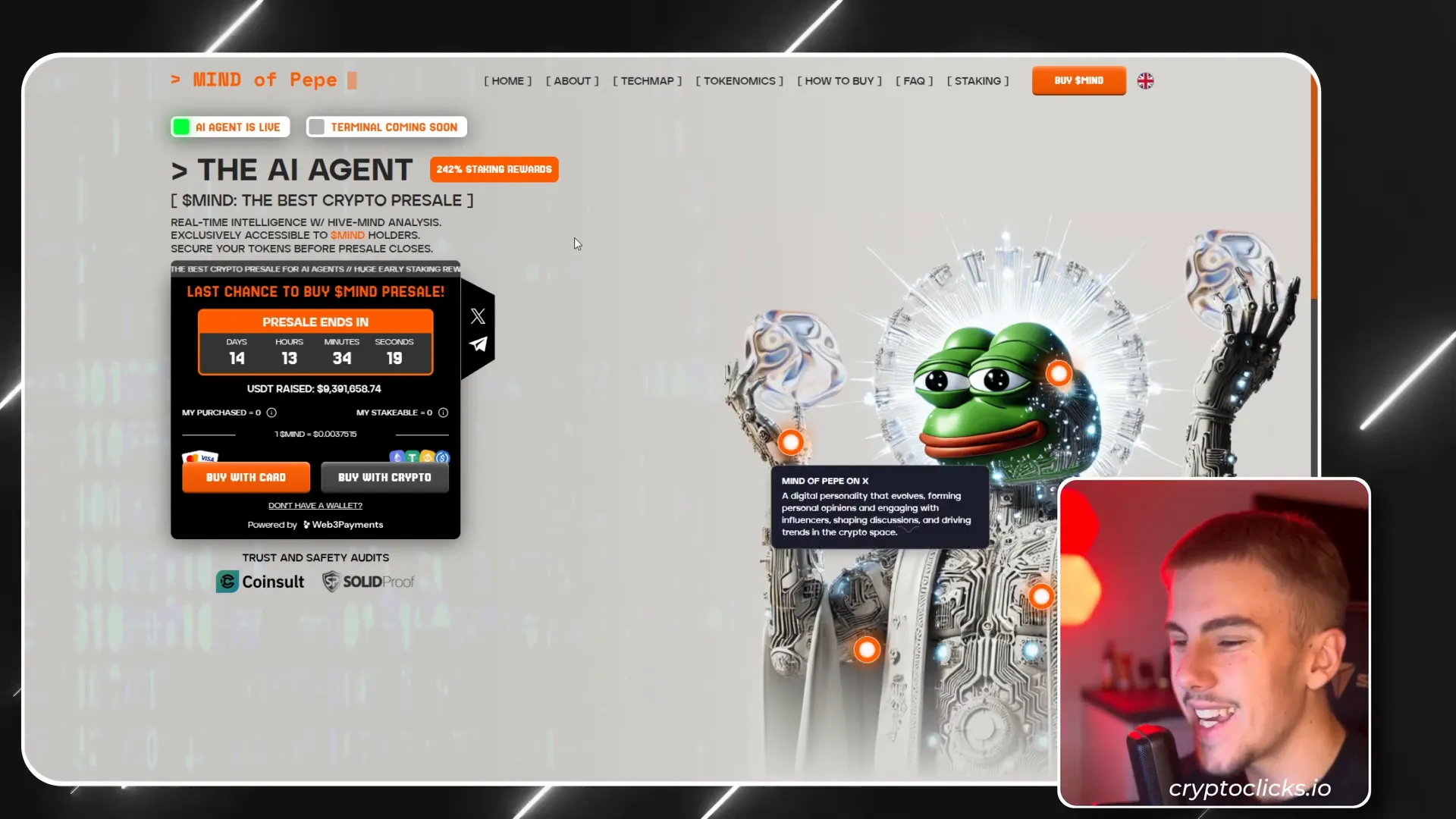 Mine of Pepe AI agent interface on Twitter