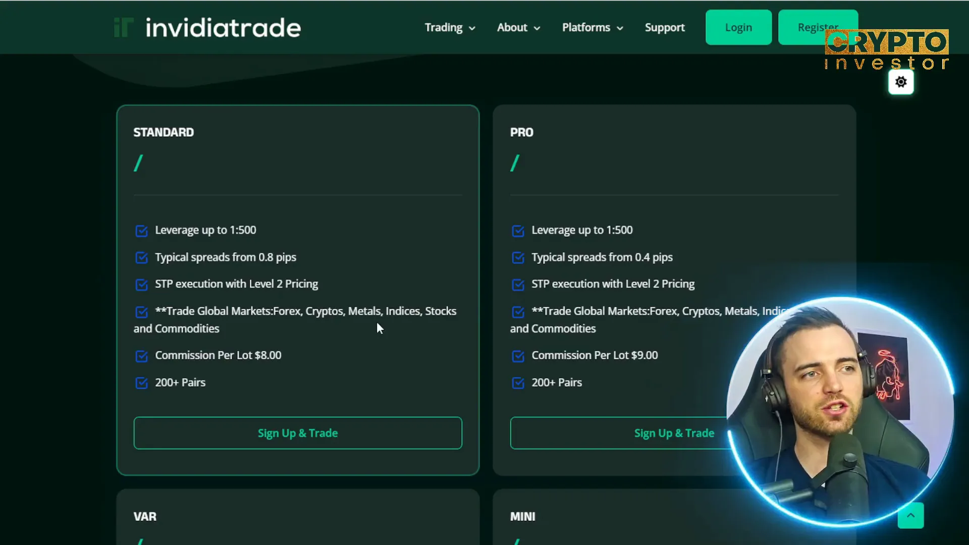 Asset selection on InvidiaTrade platform