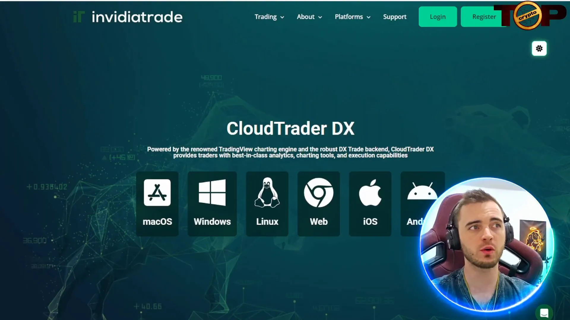 Invidia Trade's multiple trading platform options interface