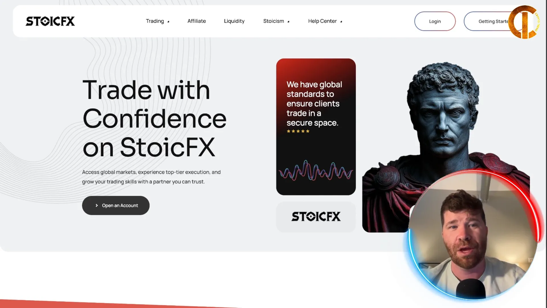 Stoic FX platform interface showcasing trading options