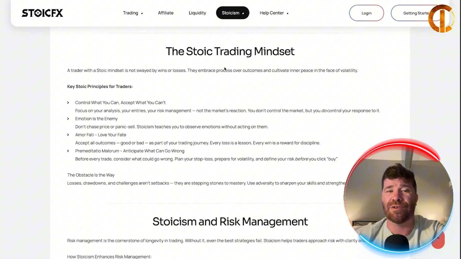 Stoic philosophy principles applied to trading mindset