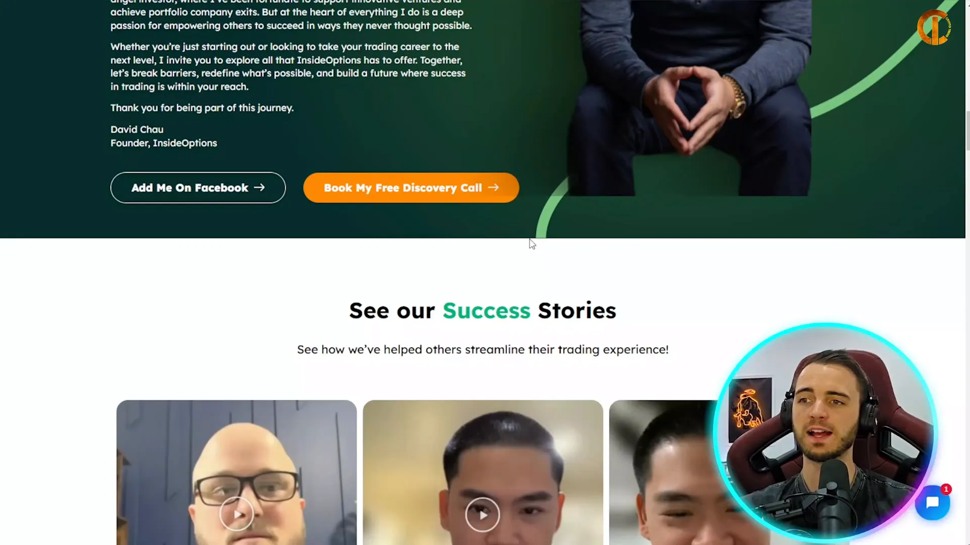 David Chow explaining the trading strategy