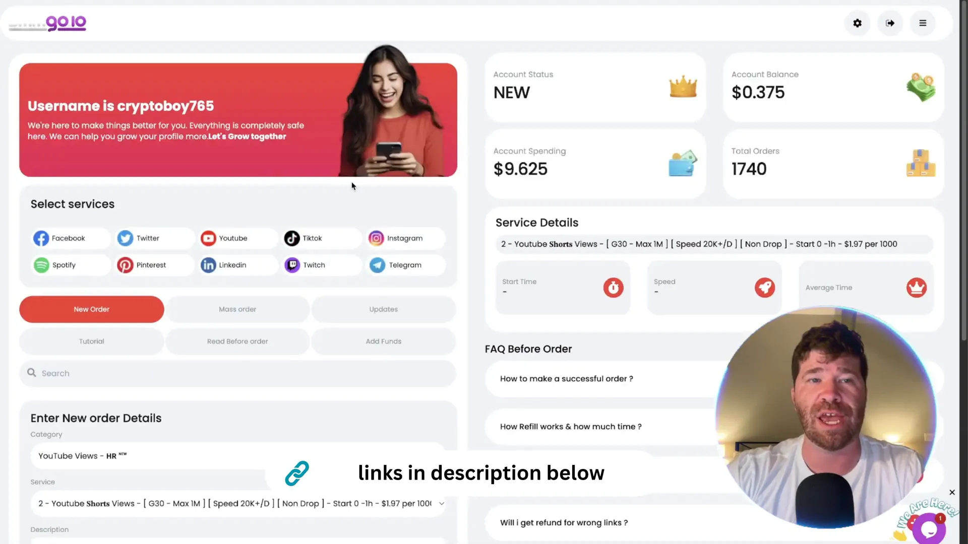 SMMGo.io affiliate program and dashboard overview