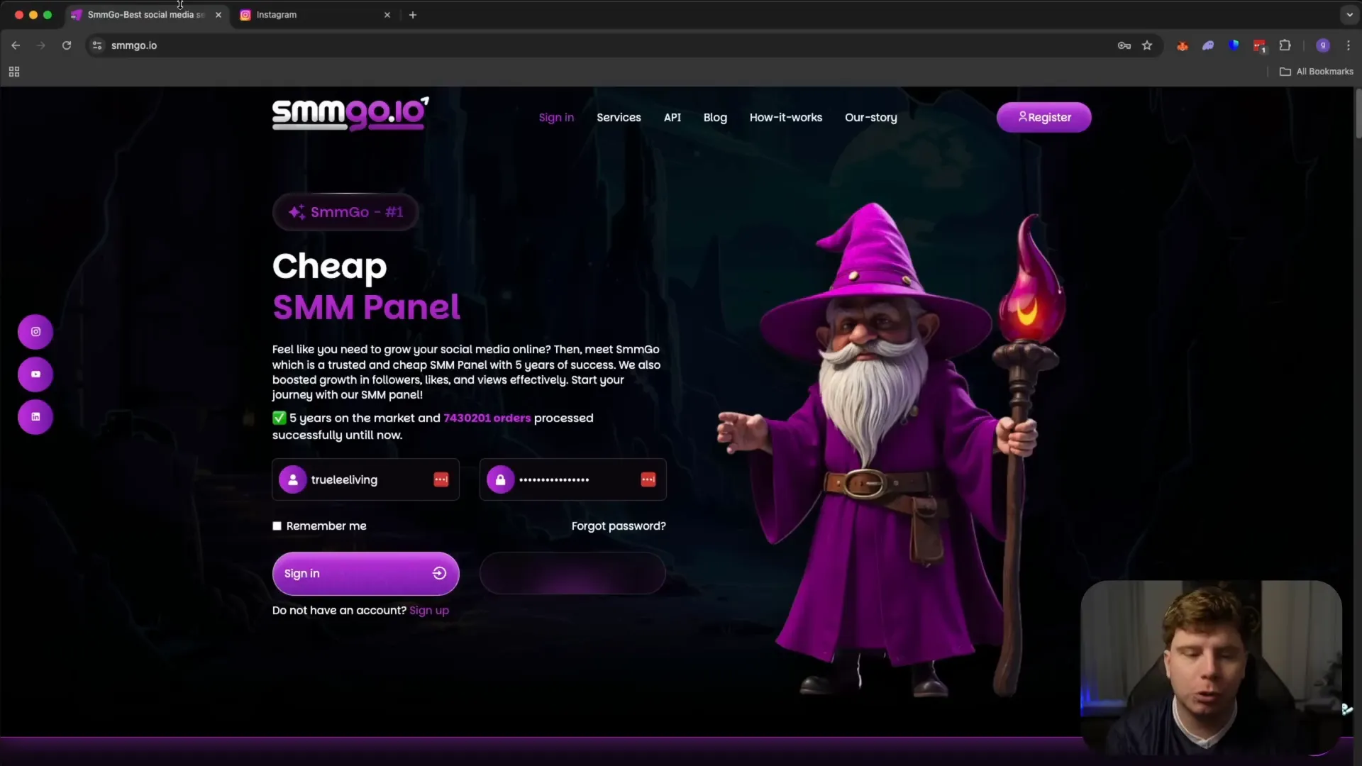 SMMGO platform login screen