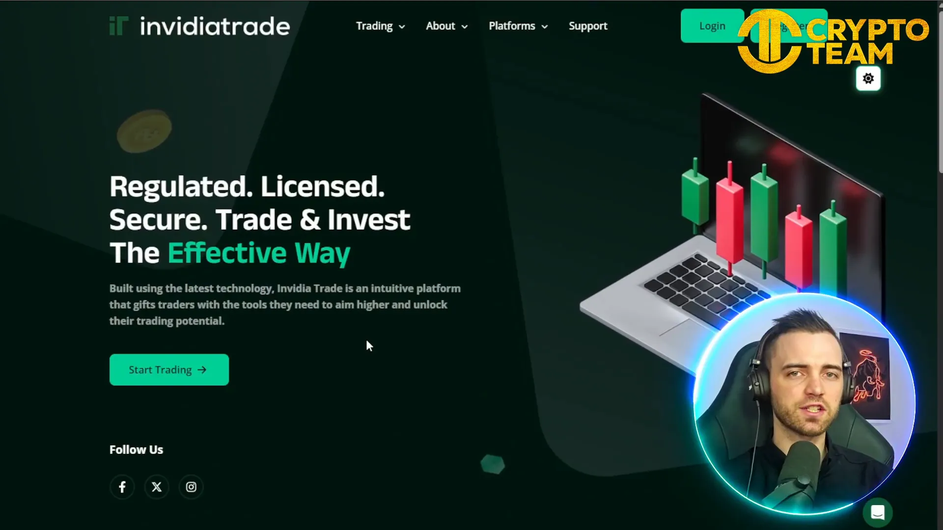 InvidiaTrade clean and simple website interface