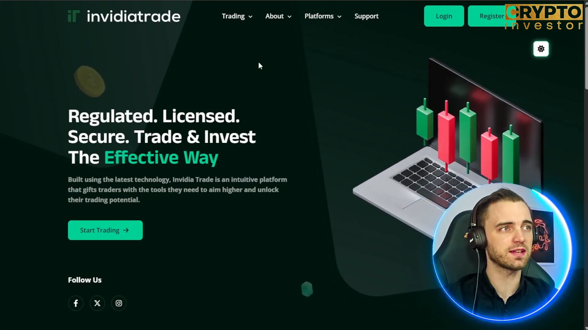 Invidia Trade sleek homepage design