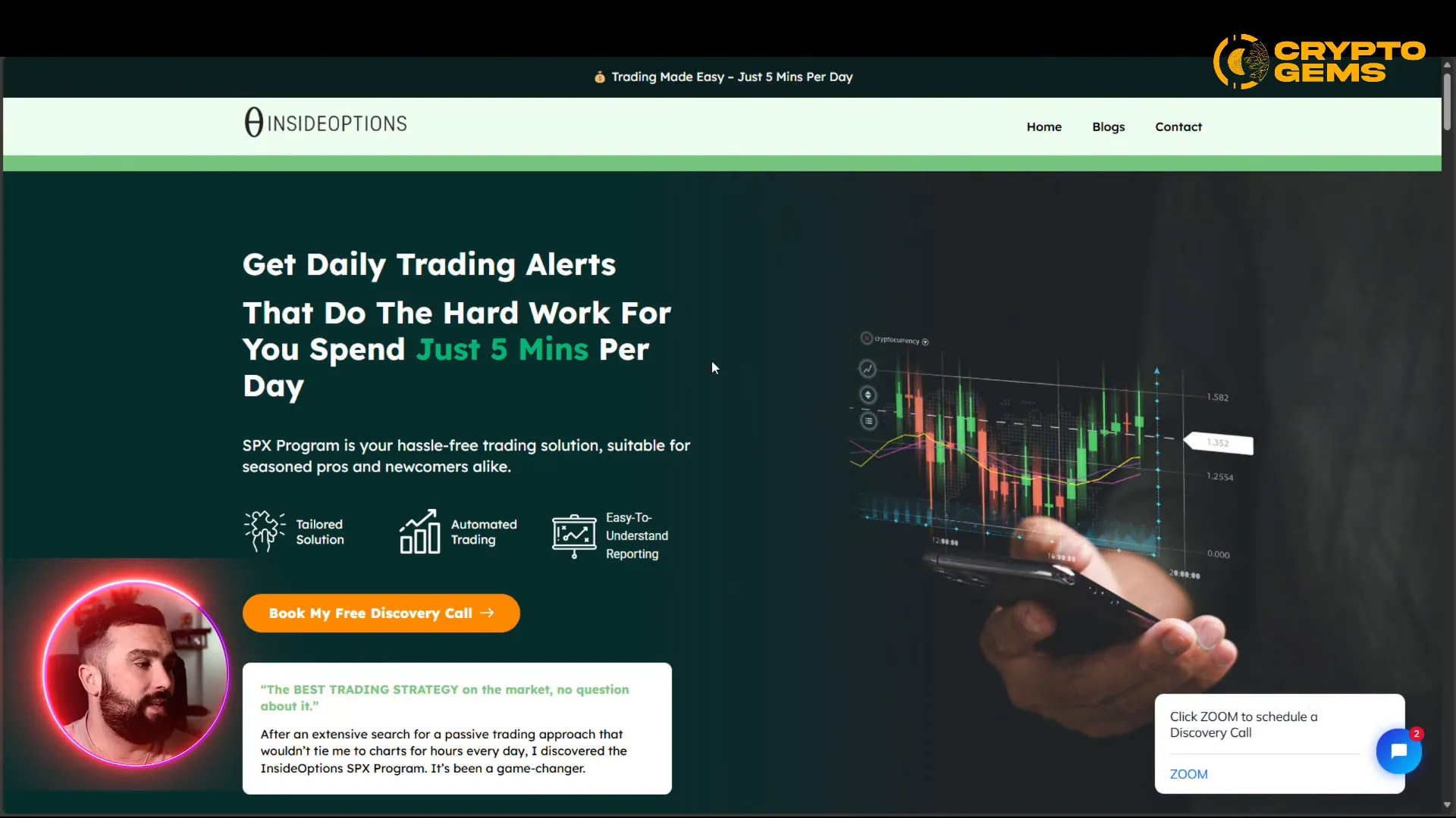 Inside Options homepage overview