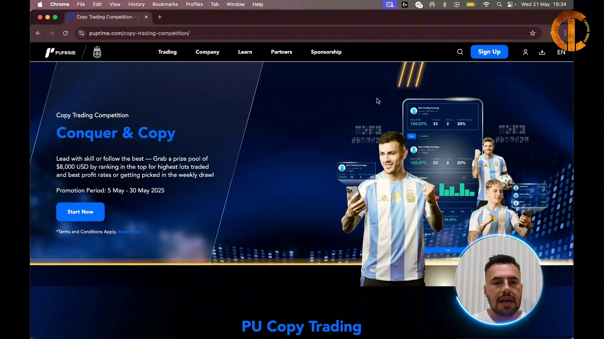 PU Prime copy trading competition page showing prize details