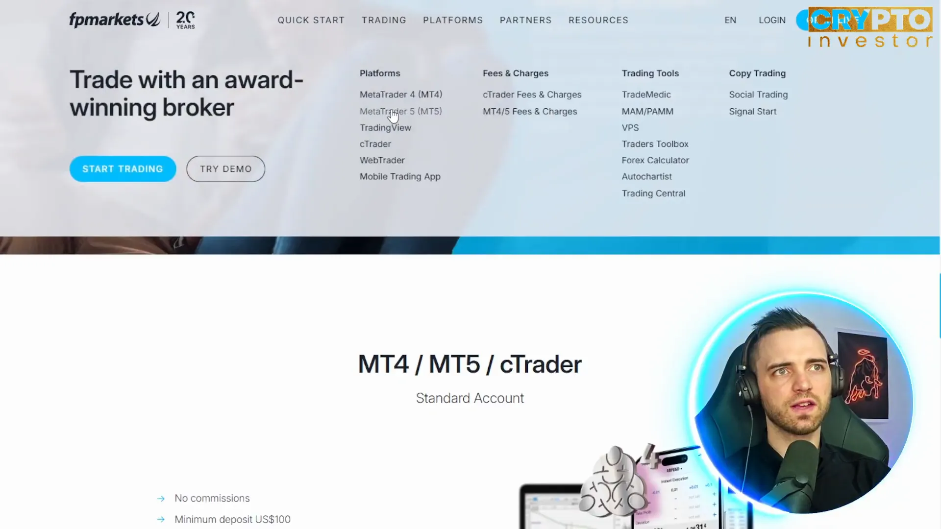 Comparison of trading platforms available on InvidiaTrade and FP Markets