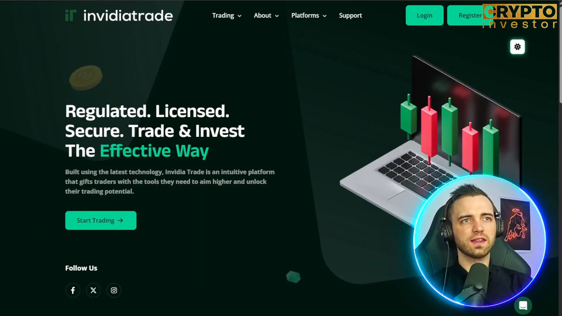 Screenshot showing the simple and user-friendly InvidiaTrade website interface