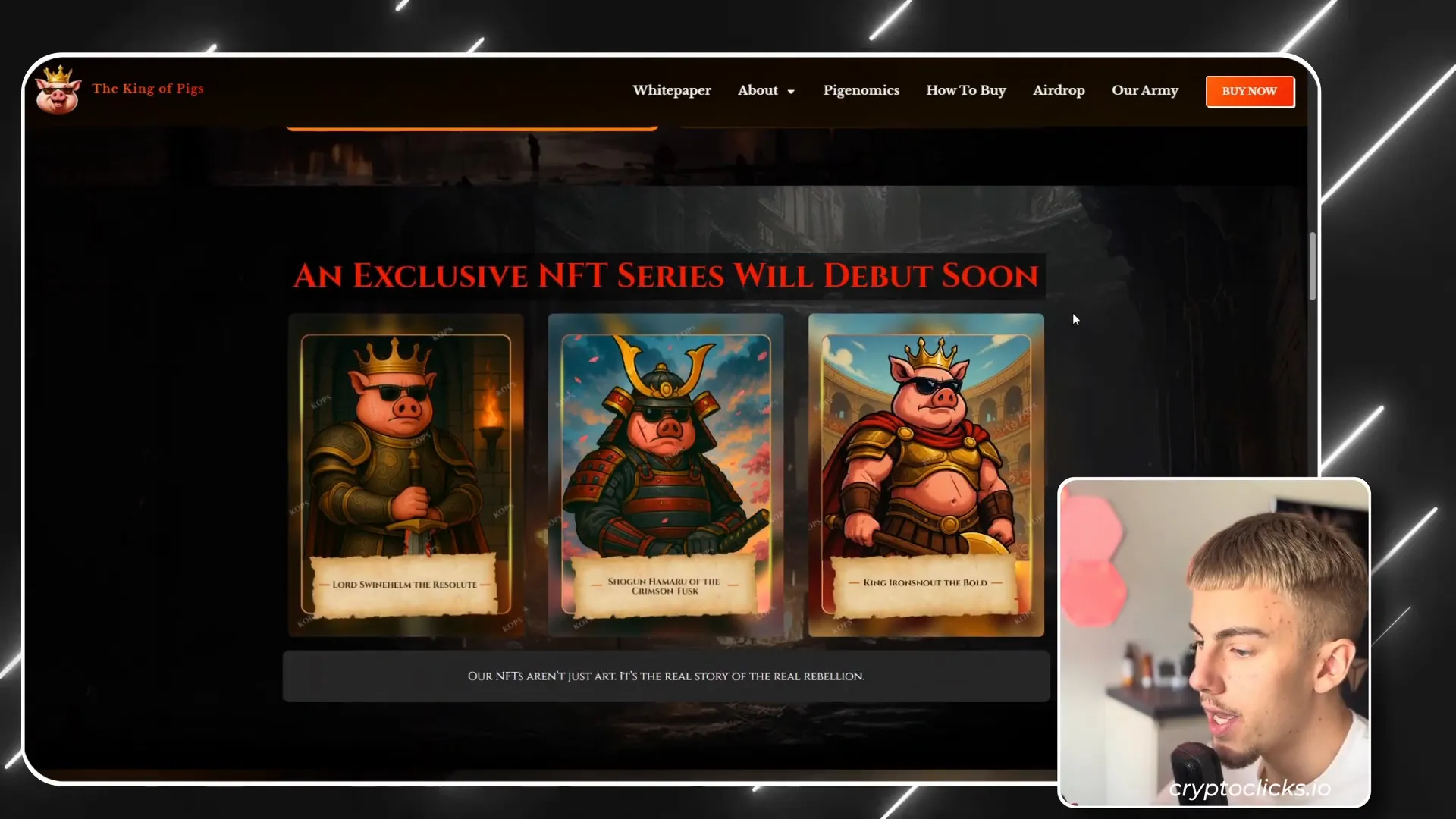 King of Pigs NFT characters: Shogun, Iron Snout, Lord Swahelm