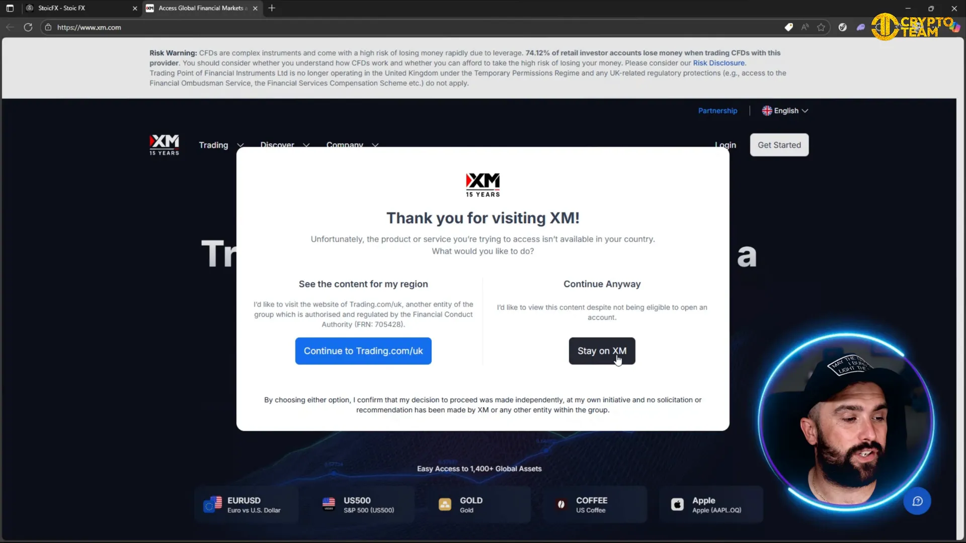 XM homepage highlighting 15 years and 1,400+ assets