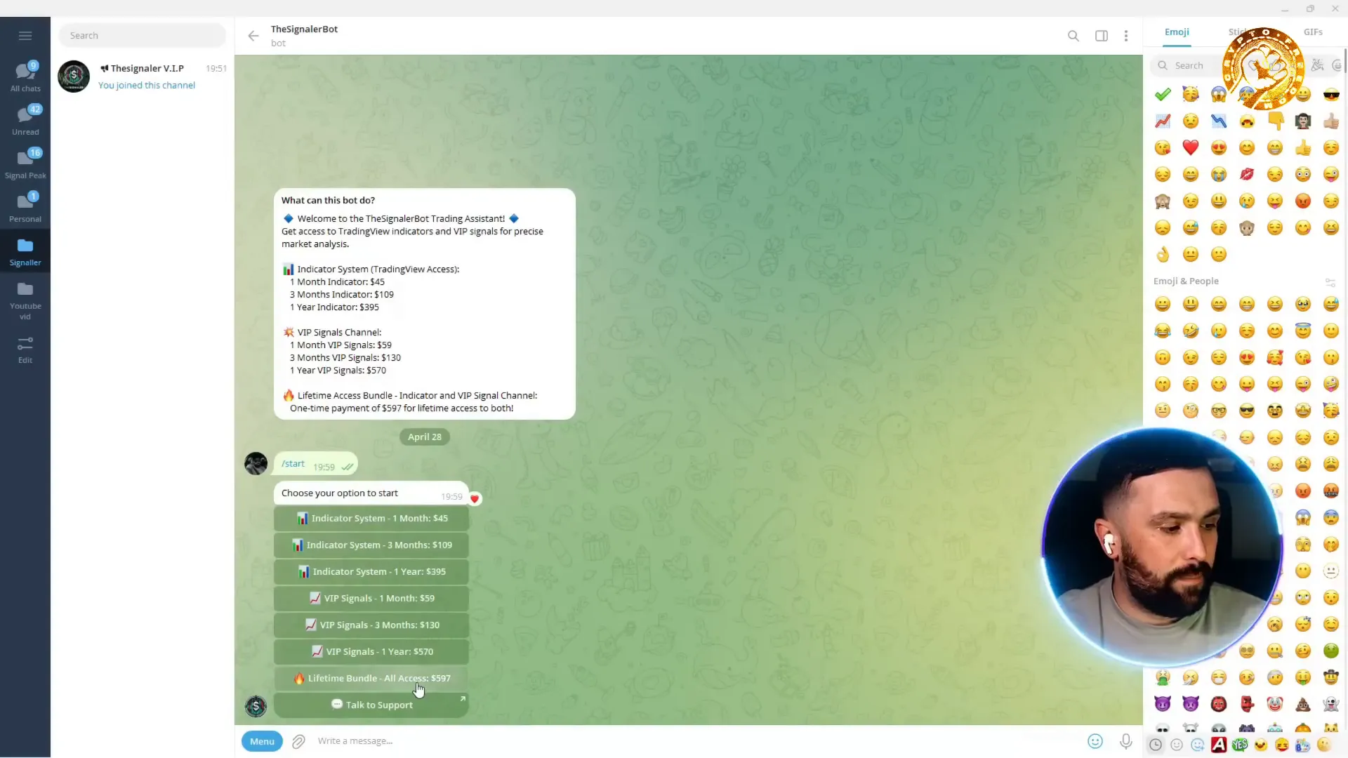 Signaler payment options and subscription plans