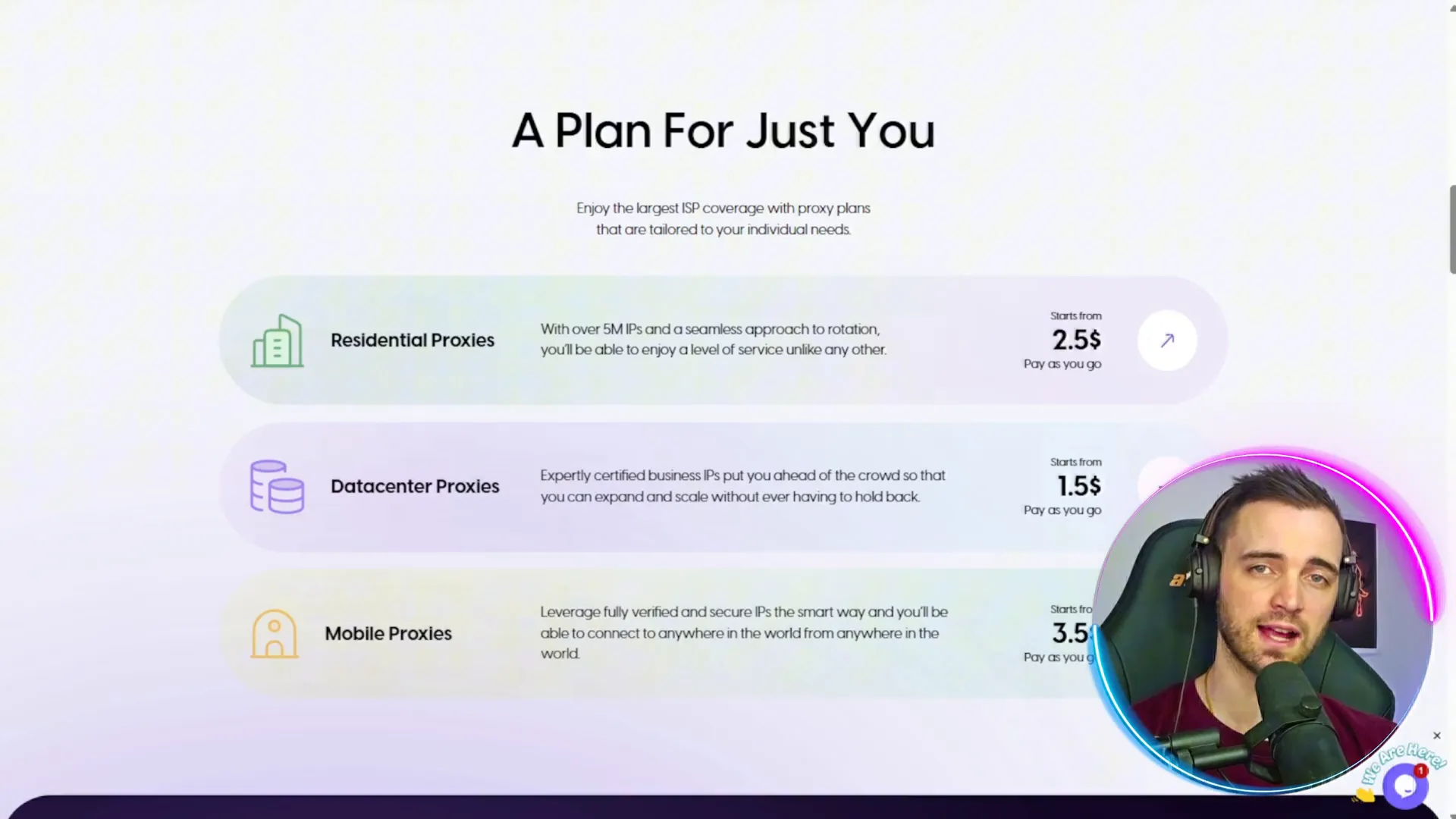 Proxy4u pay-as-you-go pricing interface