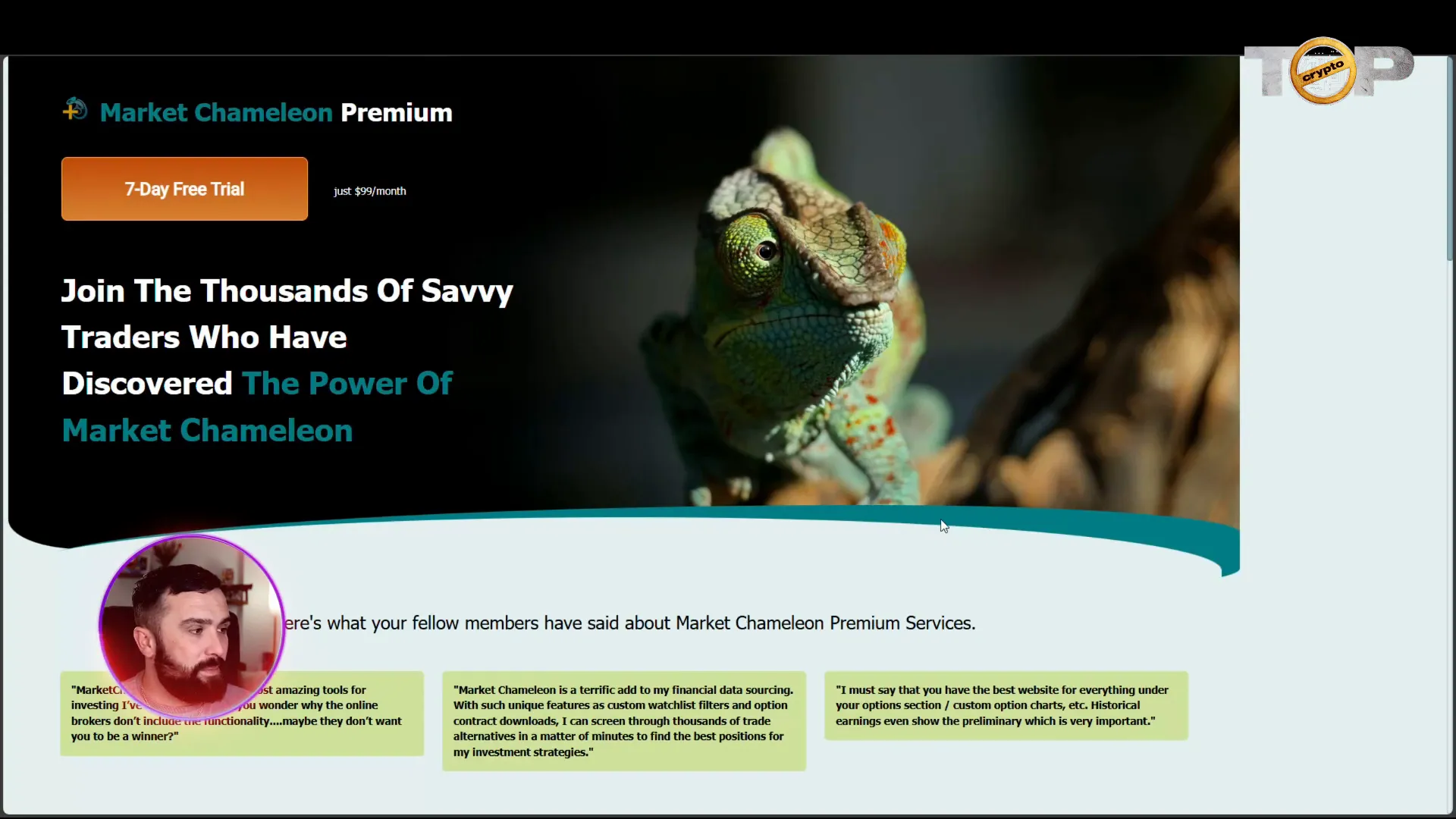 Market Chameleon interface overview