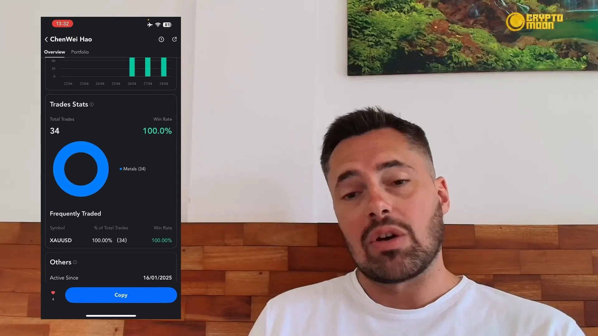 Copy trading setup screen on PU Prime app