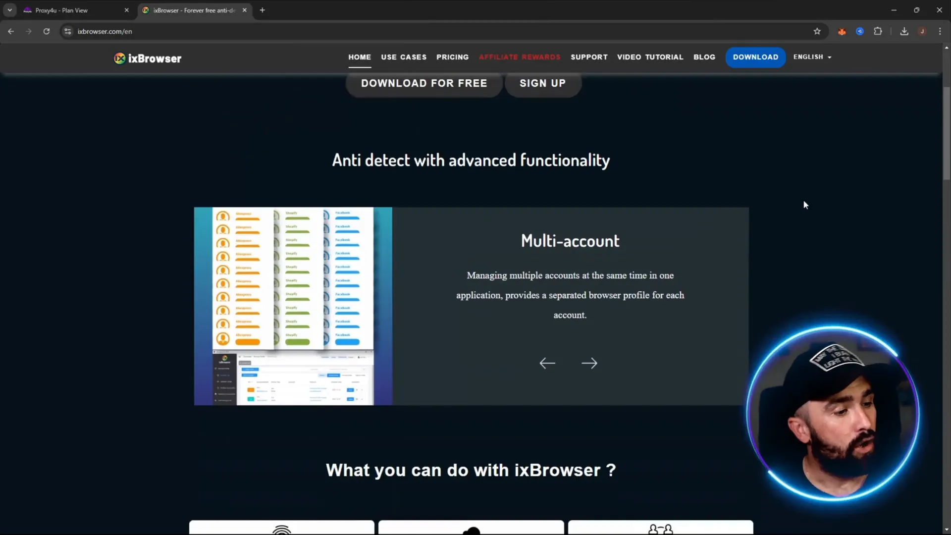 IXBrowser main dashboard showing profiles