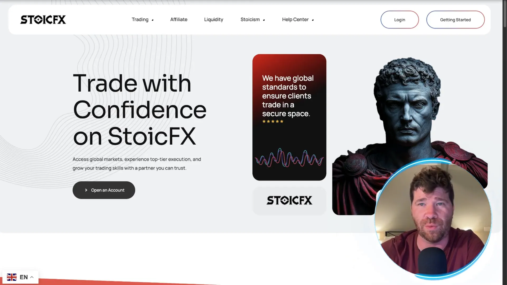 Stoic FX platform dashboard highlighting licensing and security