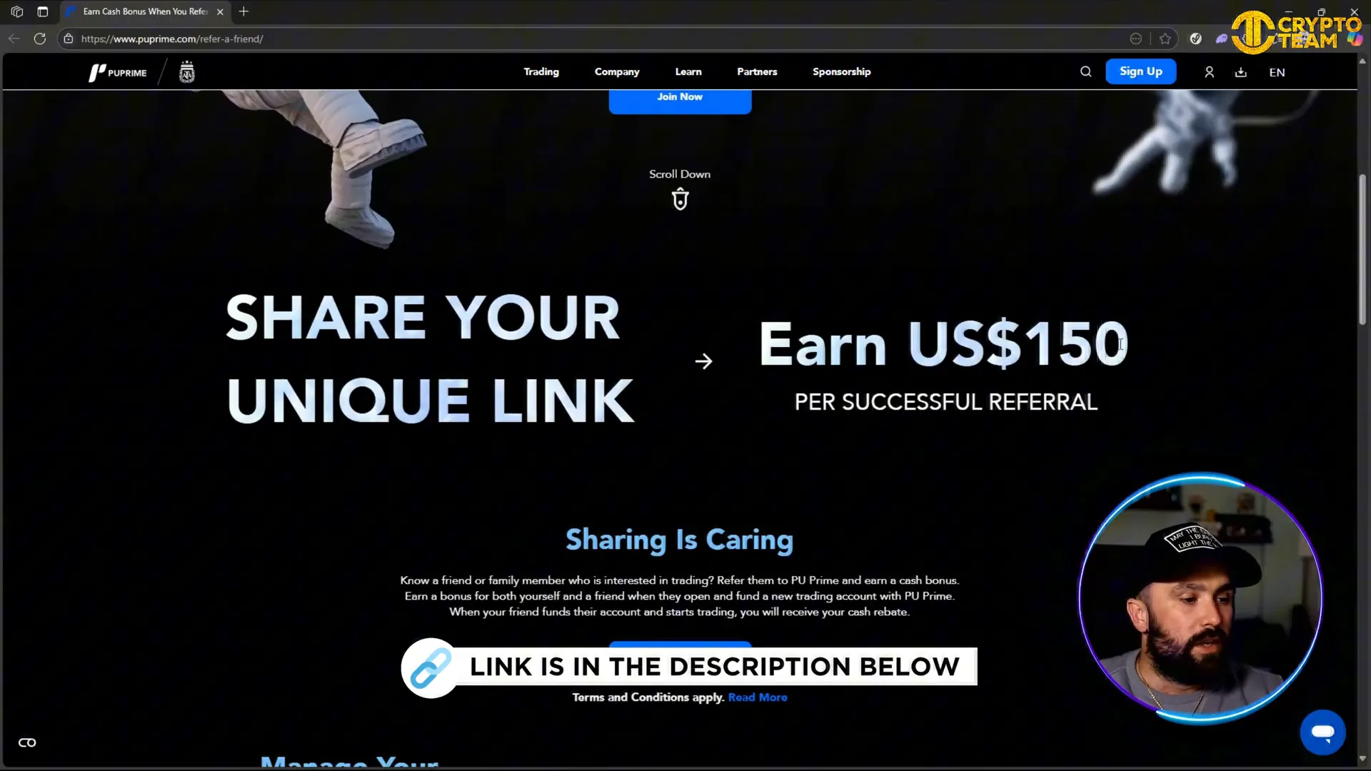 PU Prime referral program dashboard showing referral stats