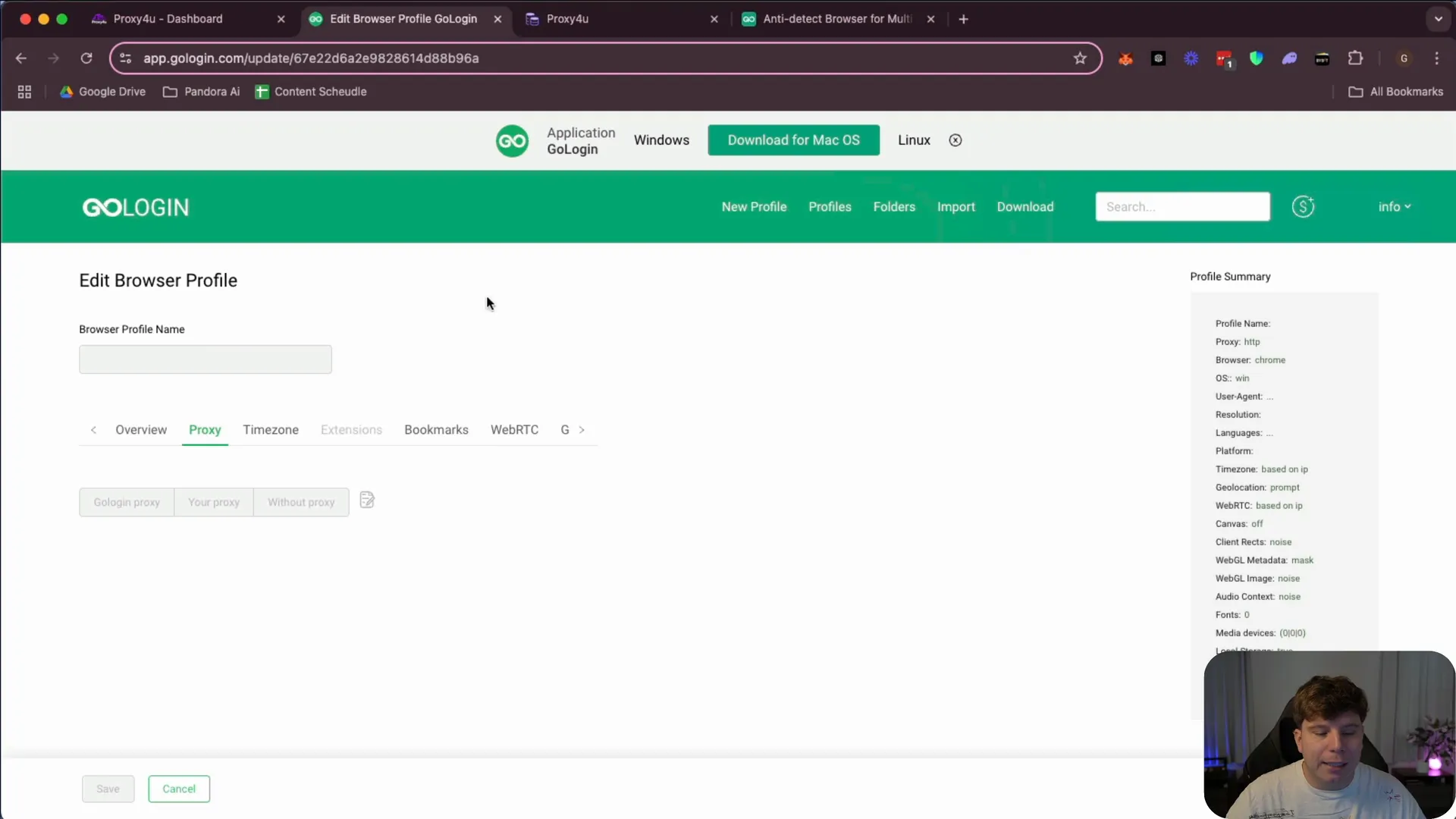 Configuring GoLogin