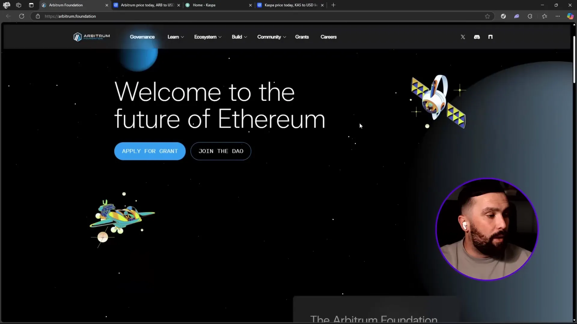 Arbitrum homepage showing its features and ecosystem overview