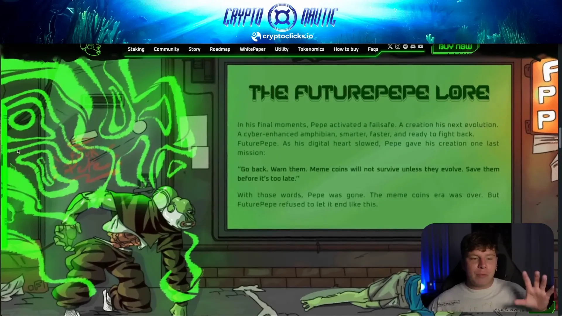 Future Pepe evolution message about meme coins needing to evolve