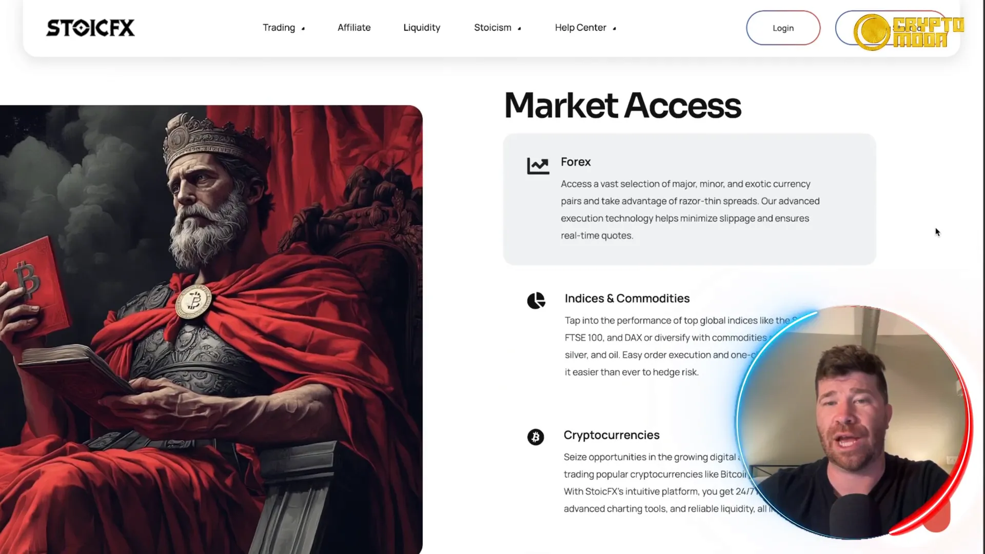 Markets offered on Stoic FX including forex, indices, commodities, and crypto
