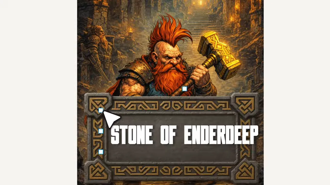 Ebook cover showing a decorative fantasy frame panel around the title Stone of Enderdeep beneath the dwarf illustration