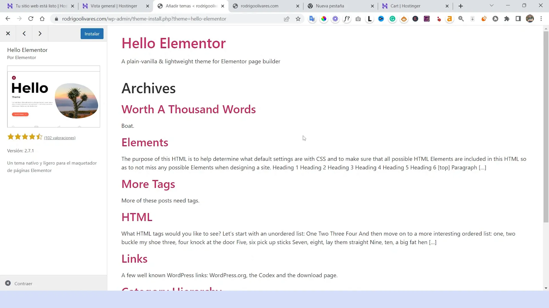 Editor de páginas en WordPress