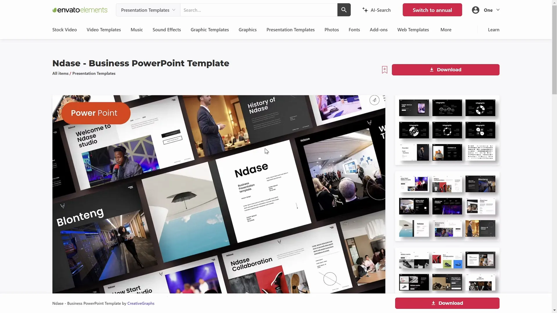 Ndase PowerPoint template with drag and drop image placeholders
